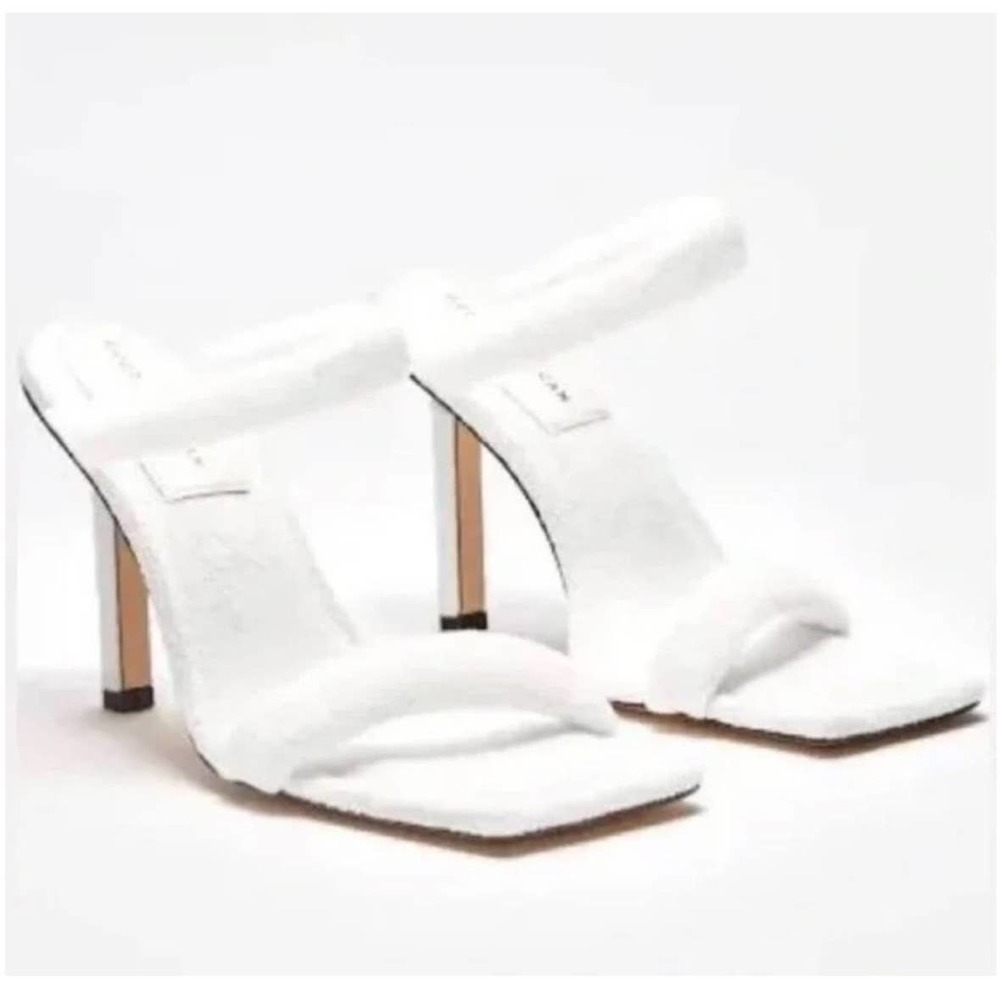 Good American Terry Cloth Double Band High Heel Slides